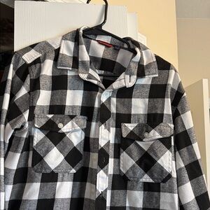 Black and White Plaid Button-Up Shirt